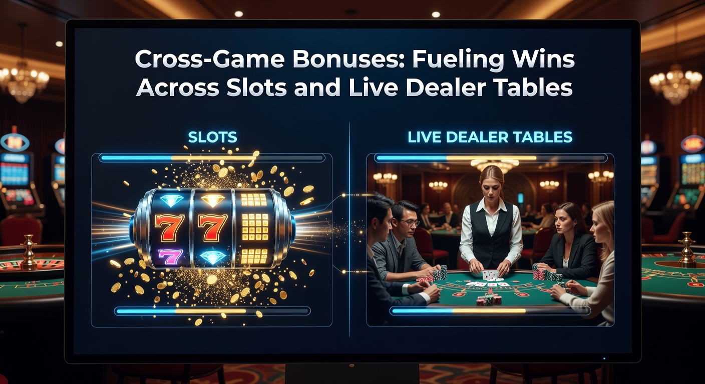 Live-Dealer-Tisch mit Slot-Bonus-Overlay, das Gewinne aus Spielautomaten einfließen lässt