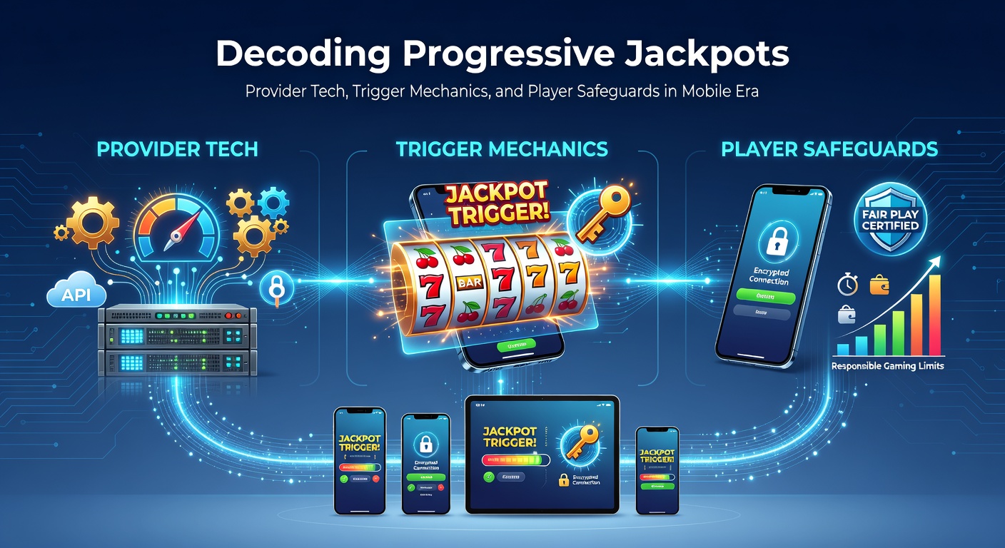 Detaillierte Grafik, die den Aufbau eines progressiven Jackpots in mobilen Slot-Spielen zeigt, mit wachsenden Preispfoten und Server-Verbindungen