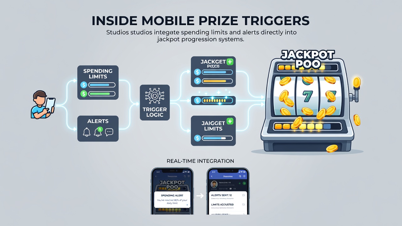 Illustration von gestaffelten Bonuszyklen mit integrierten Warnsystemen in mobilen Jackpots