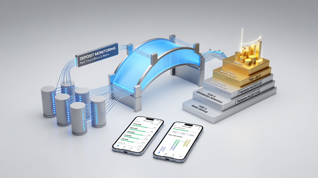 Flussdiagramm der Bonusstufen-Anpassung durch Einzahlungsmonitoring in hybriden mobilen Casinos