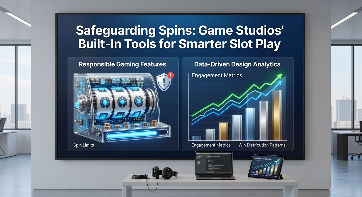 Darstellung eines modernen Slot-Spiels mit integrierten Schutztools wie Zeitlimits und Reality-Checks auf dem Bildschirm